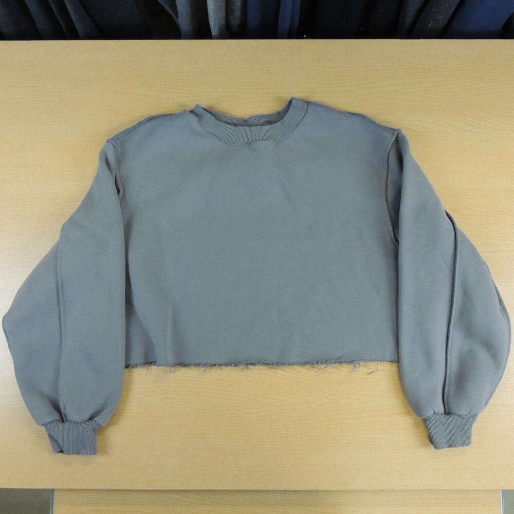 Amazhiyu Women's Cropped SWEATSHIRT TOP SIZE Medium GRAY